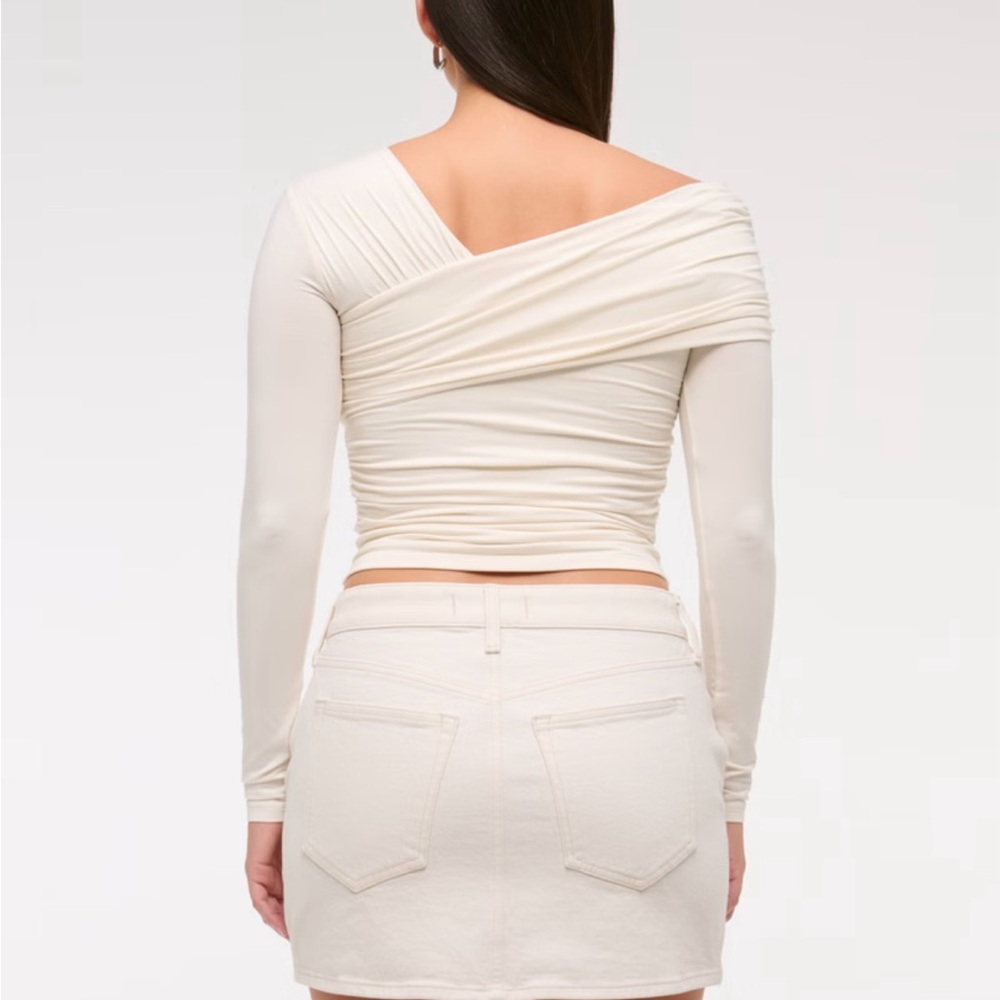 Abercrombie & Fitch Cream Mini Skirt Mid Rise Curve Love New w/ Tags 28 - Picture 3 of 9